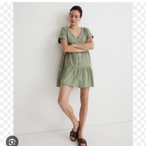 MADEWELL LIGHTSPUN CUFFED SLEEVE TIERED MINI DRESS SZ XL